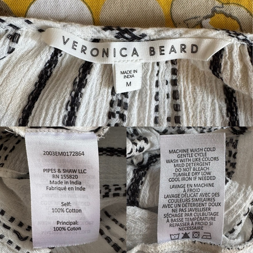 Veronica Beard striped Ayesha white/black midi dress size M - Picture 16 of 16